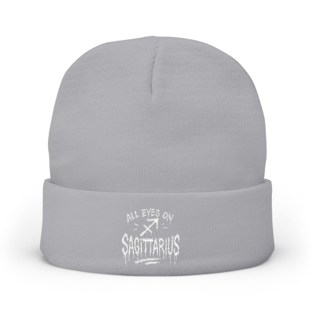 Image of Embroidered 'All Eyes On Shadows' Knit Beanie — Soft Winter Hat