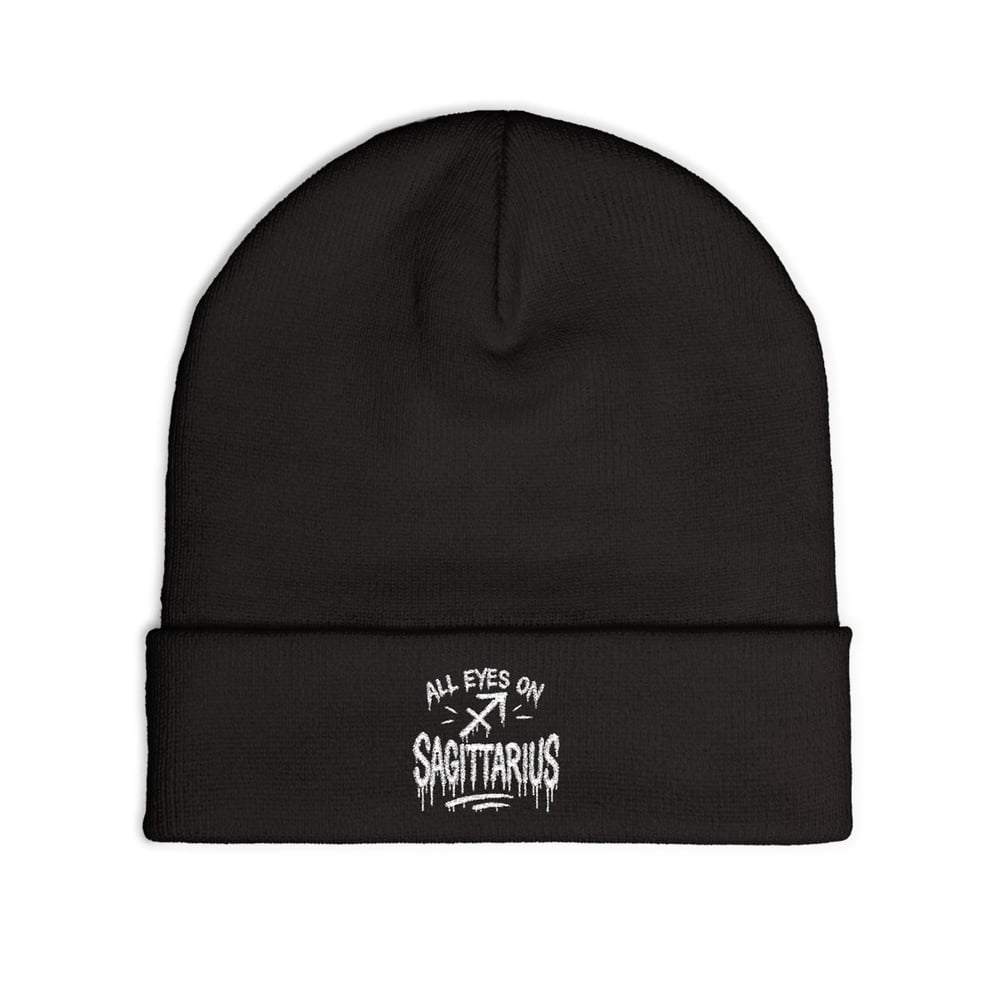 Image of Embroidered 'All Eyes On Shadows' Knit Beanie — Soft Winter Hat