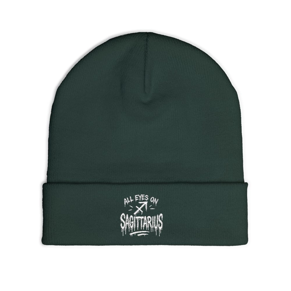 Image of Embroidered 'All Eyes On Shadows' Knit Beanie — Soft Winter Hat