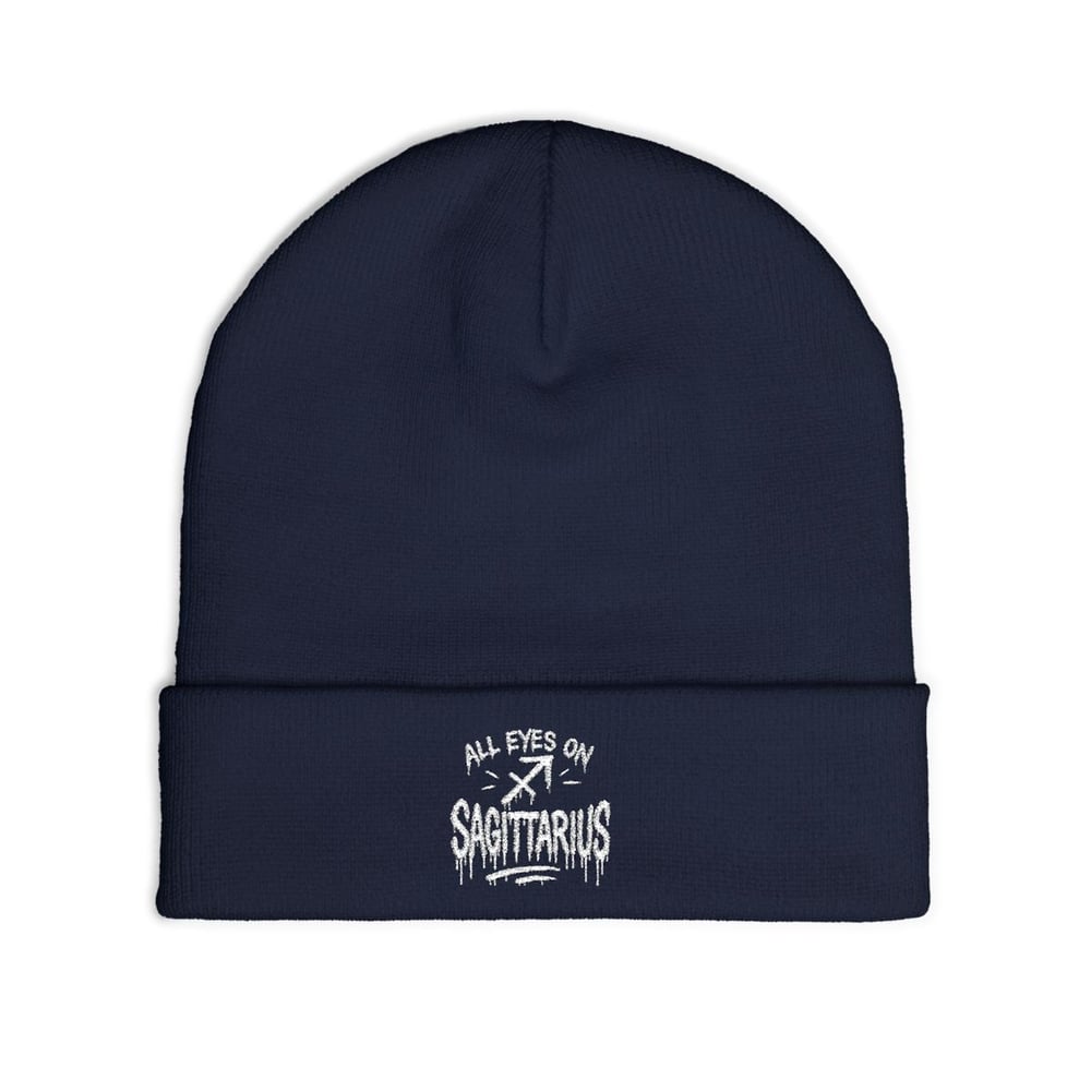Image of Embroidered 'All Eyes On Shadows' Knit Beanie — Soft Winter Hat