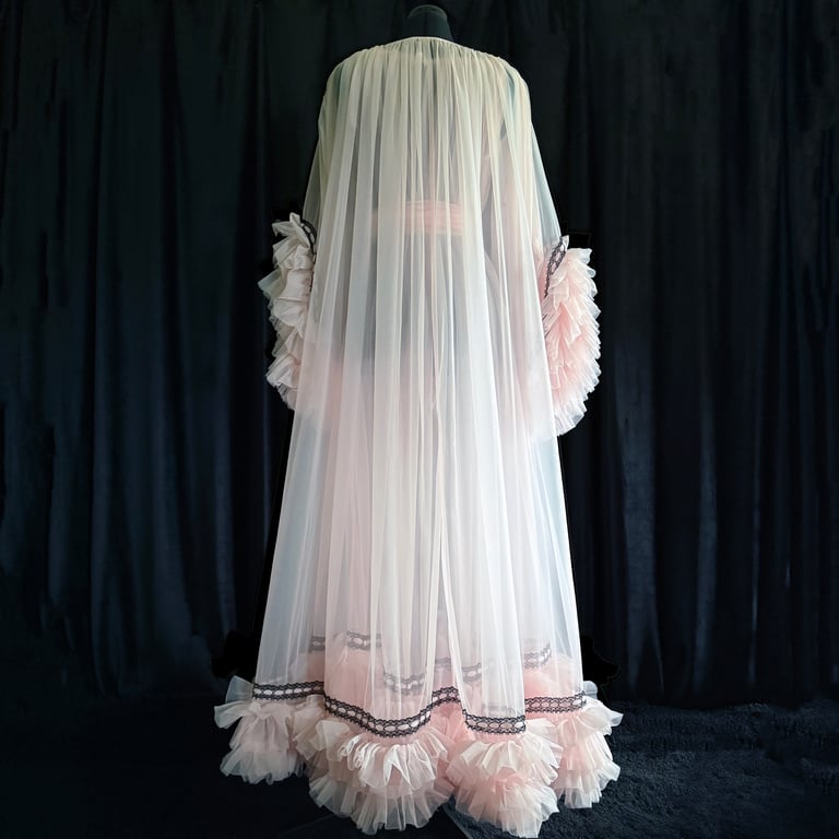 Full-Length Baby Doll nightie & robe set! Available in both Black and Light Pink PRE-ORDER Image 2