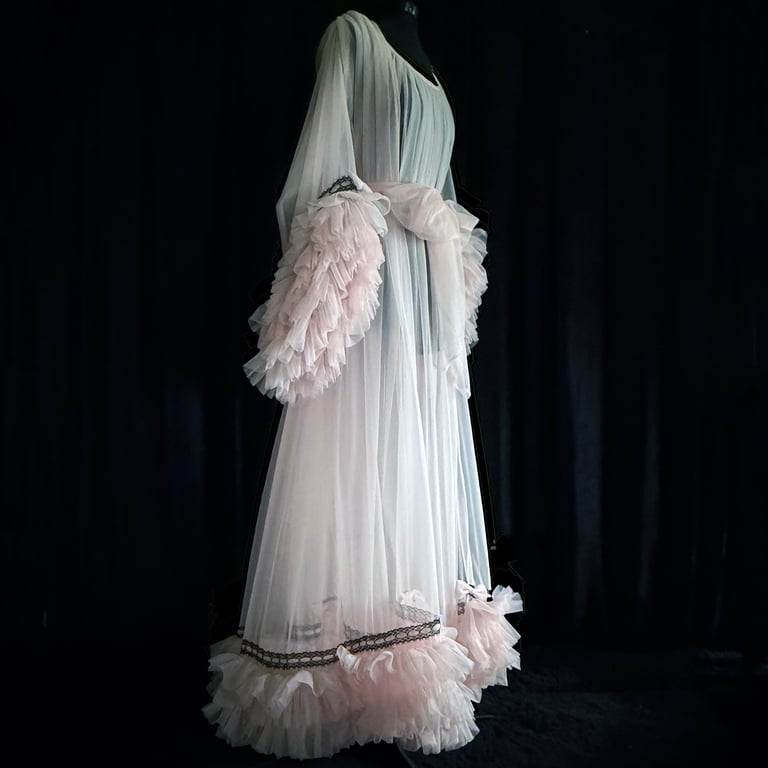 Full-Length Baby Doll nightie & robe set! Available in both Black and Light Pink PRE-ORDER Image 4