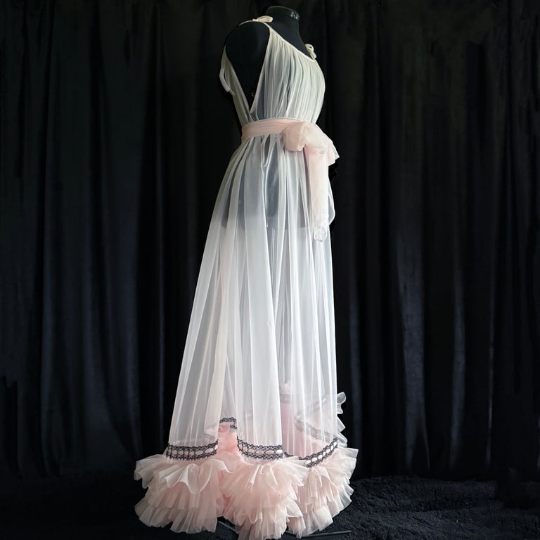 Full-Length Baby Doll nightie & robe set! Available in both Black and Light Pink PRE-ORDER Image 5