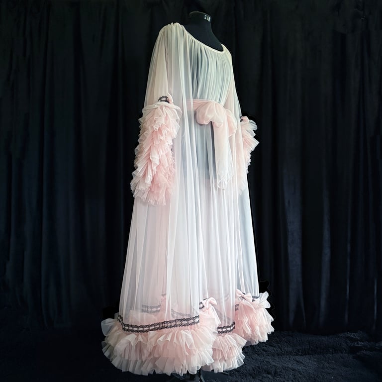 Full-Length Baby Doll nightie & robe set! Available in both Black and Light Pink PRE-ORDER Image 6