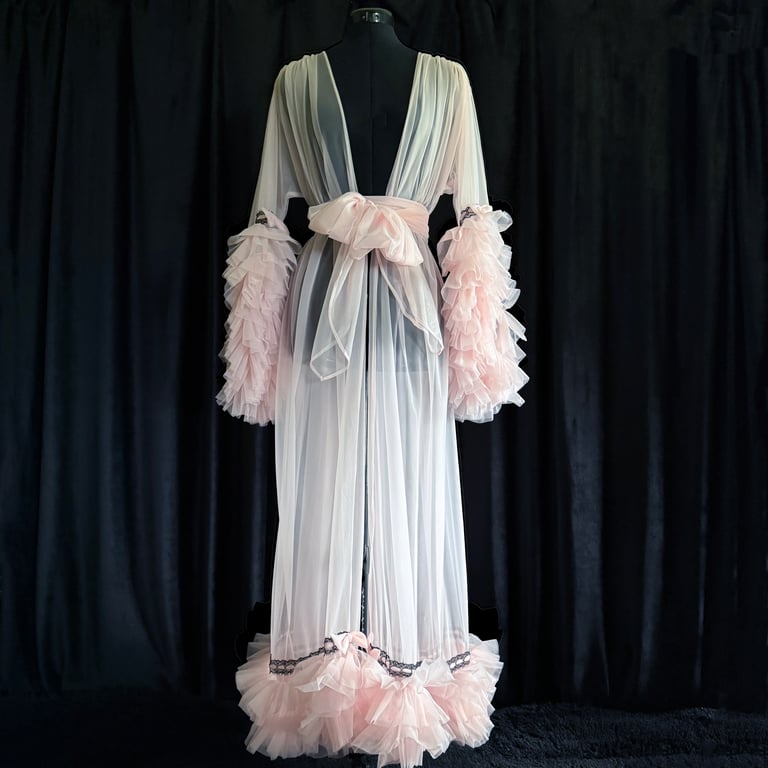 Full-Length Baby Doll nightie & robe set! Available in both Black and Light Pink PRE-ORDER Image 8