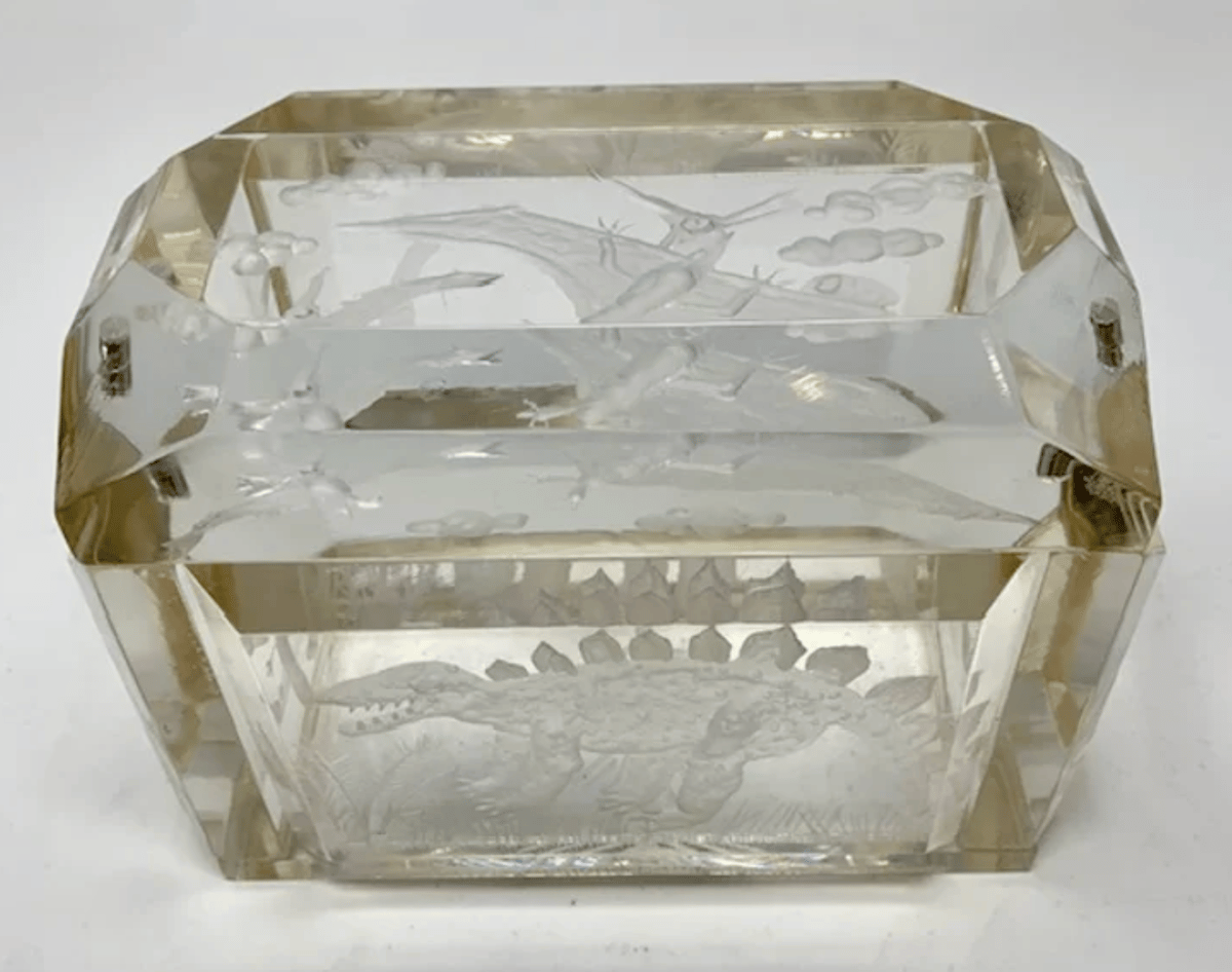Image of Prehistoric Lucite Box- Double Petite in Aqua or Clear (Custom order only)
