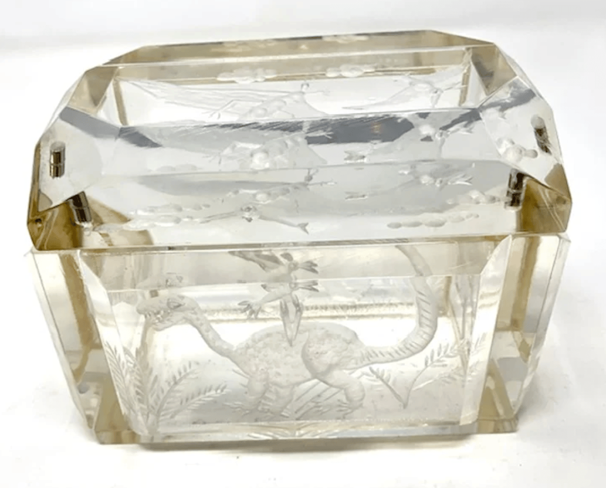 Image of Prehistoric Lucite Box- Double Petite in Aqua or Clear (Custom order only)