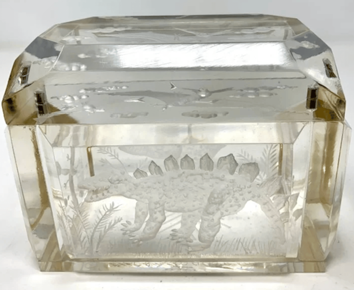 Image of Prehistoric Lucite Box- Double Petite in Aqua or Clear (Custom order only)