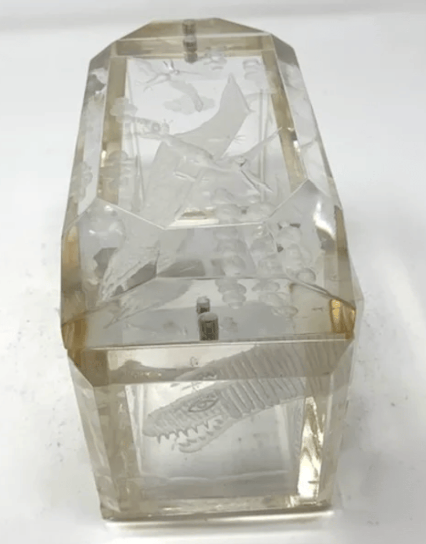 Image of Prehistoric Lucite Box- Double Petite in Aqua or Clear (Custom order only)