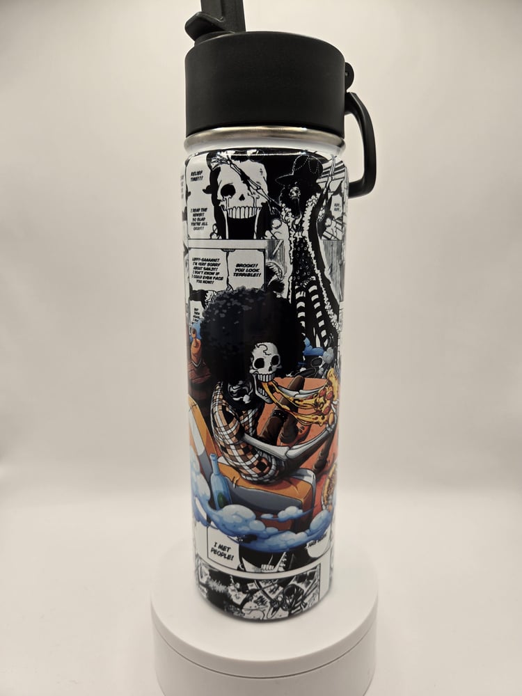 Image of Soulful Skeleton Vibes | Anime-Inspired Manga Panel Water Bottle