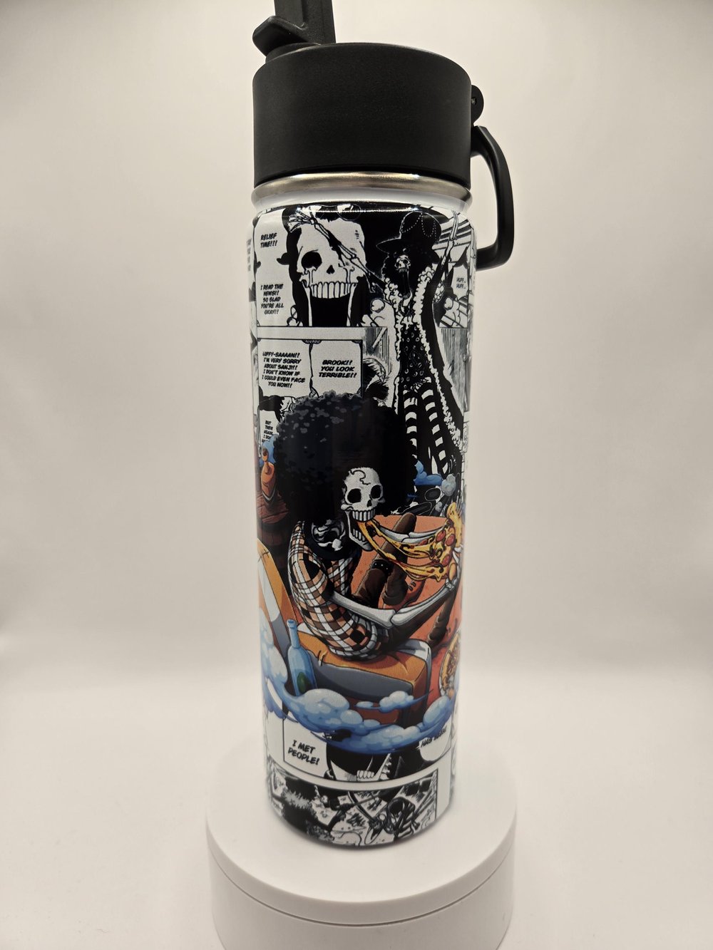 Image of Soulful Skeleton Vibes | Anime-Inspired Manga Panel Water Bottle
