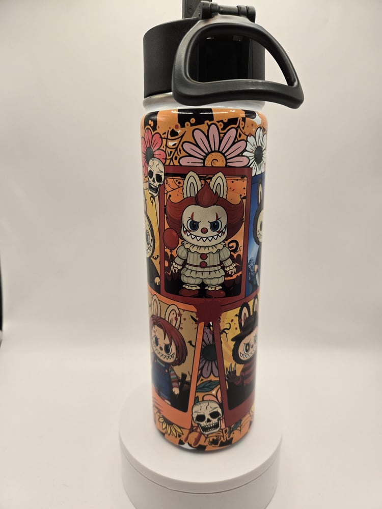 Image of Spooky Storybook Menace | Horror-Inspired Cartoon Art Water Bottle