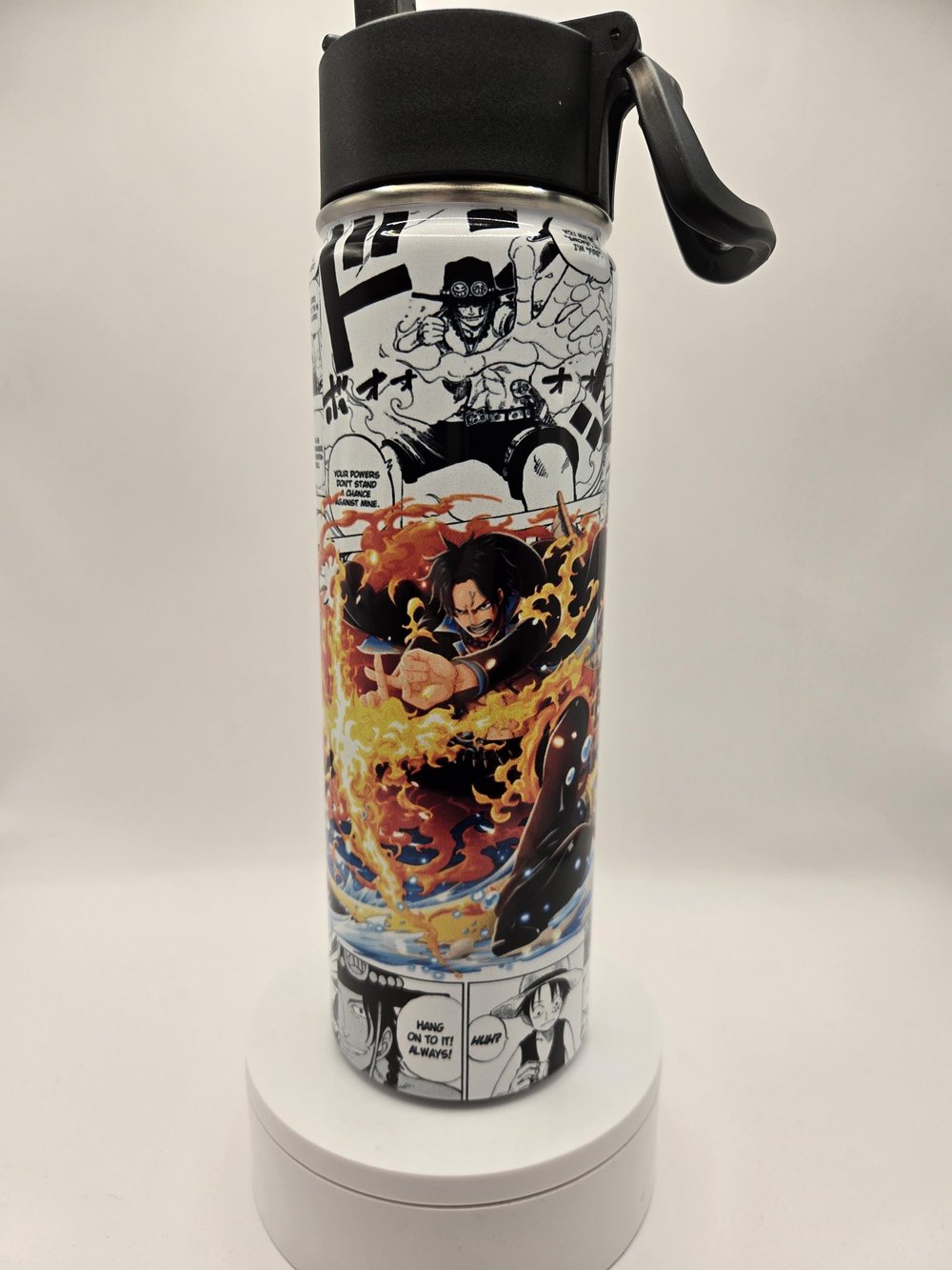 Image of Blazing Resolve | Anime-Inspired Manga Panel Water Bottle