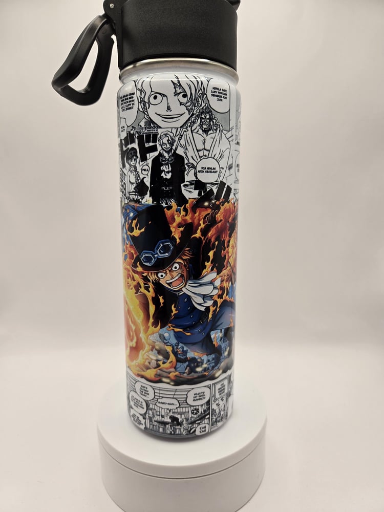 Image of 22oz Anime-Inspired Fire Fist Water Bottle Tumbler – Hydration With Main Character Energy