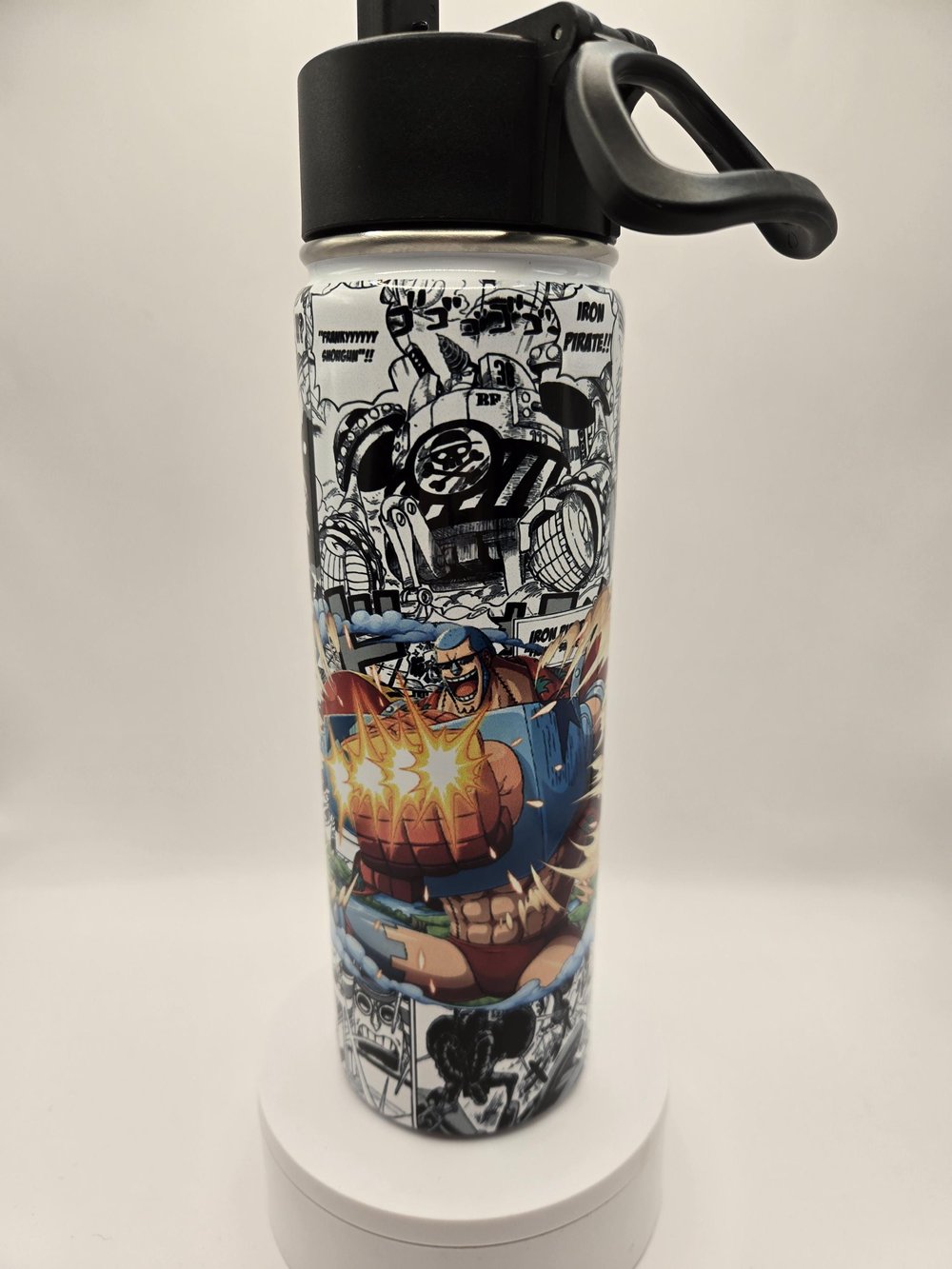 Image of Iron Resolve | Anime-Inspired Manga Panel Water Bottle