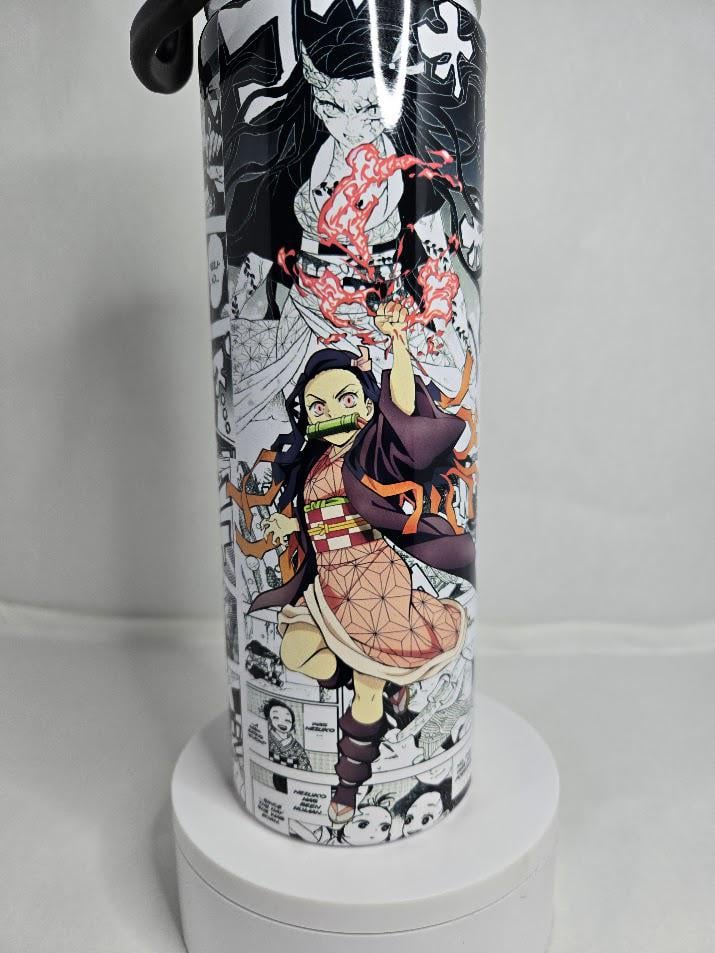 Image of 22oz Anime-Inspired Floral Girl Water Bottle Tumbler