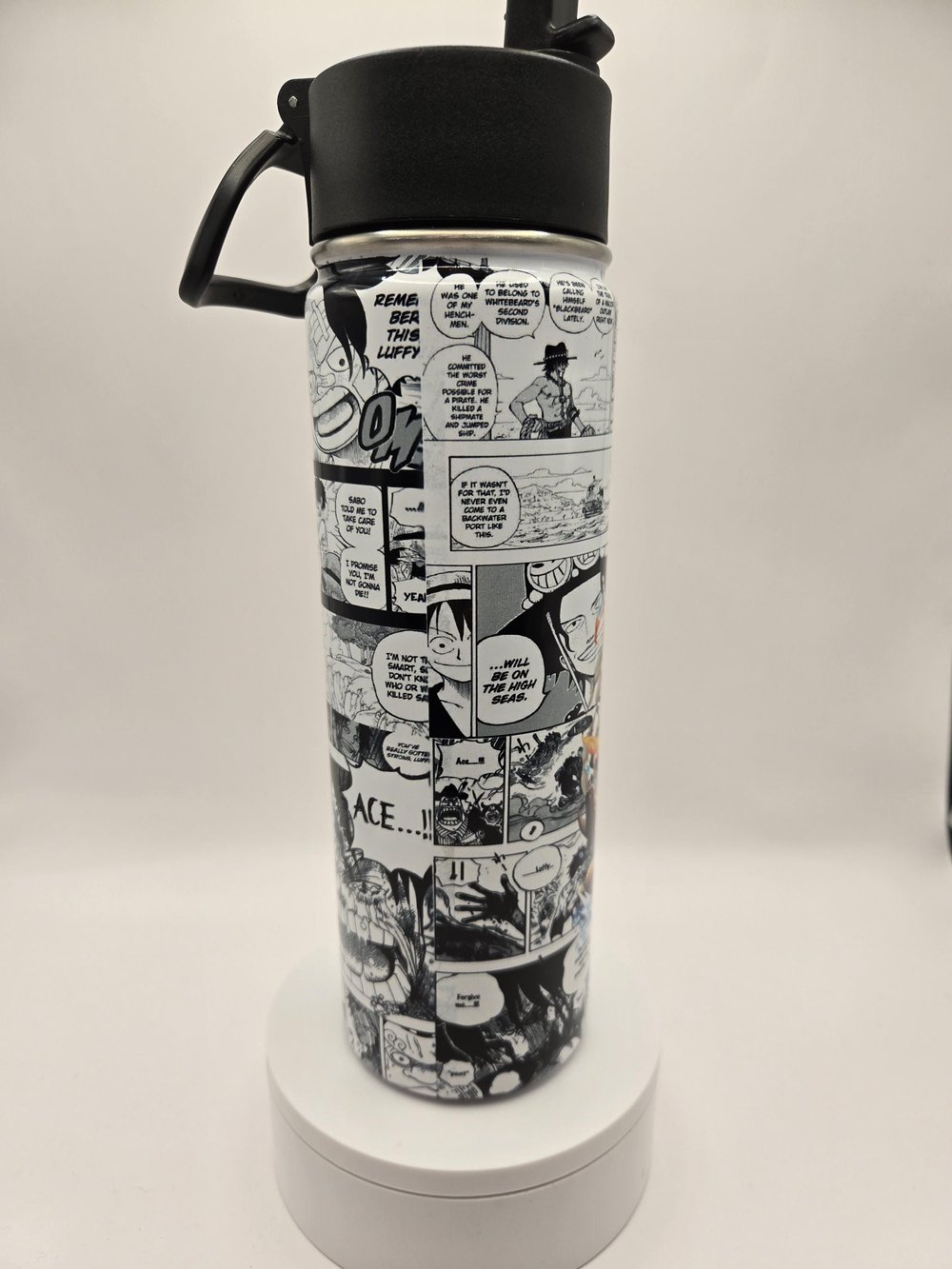 Image of Blazing Resolve | Anime-Inspired Manga Panel Water Bottle
