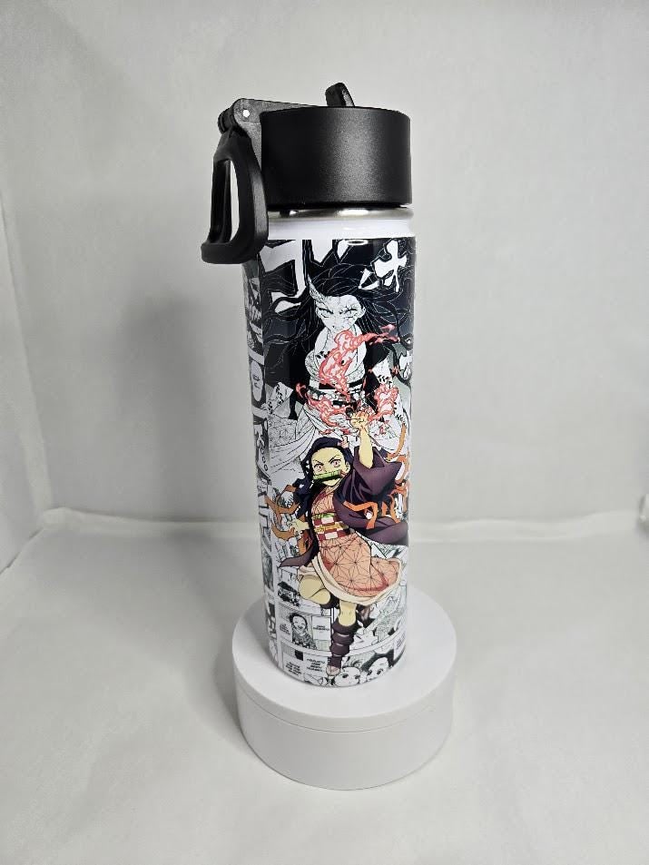 Image of 22oz Anime-Inspired Floral Girl Water Bottle Tumbler