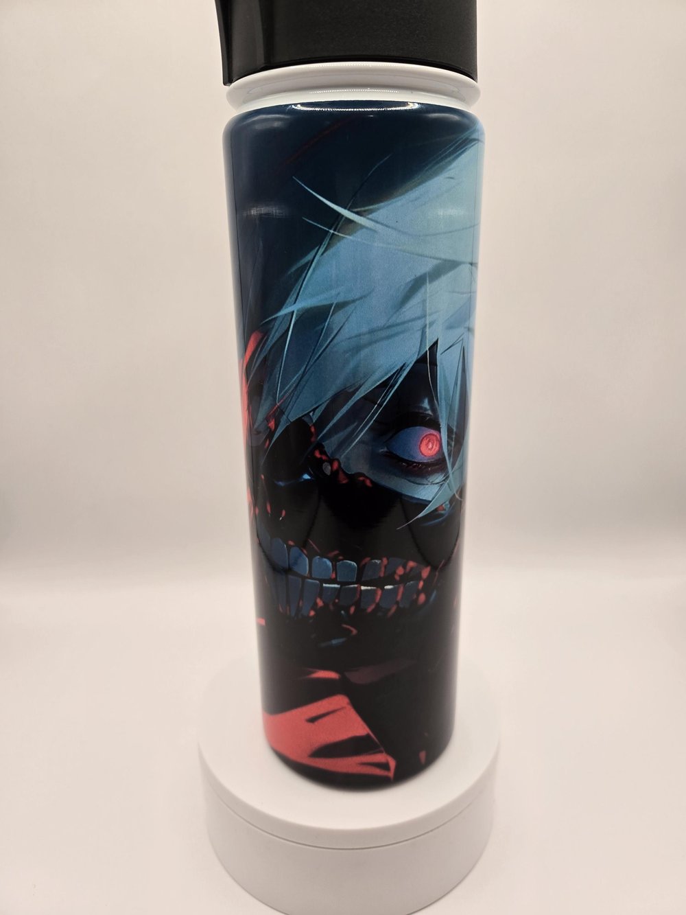 Image of One-Eyed Ghoul - Dark Anime Metal Water Bottle – 22oz | Flip-Top Straw Lid + Carry Handle