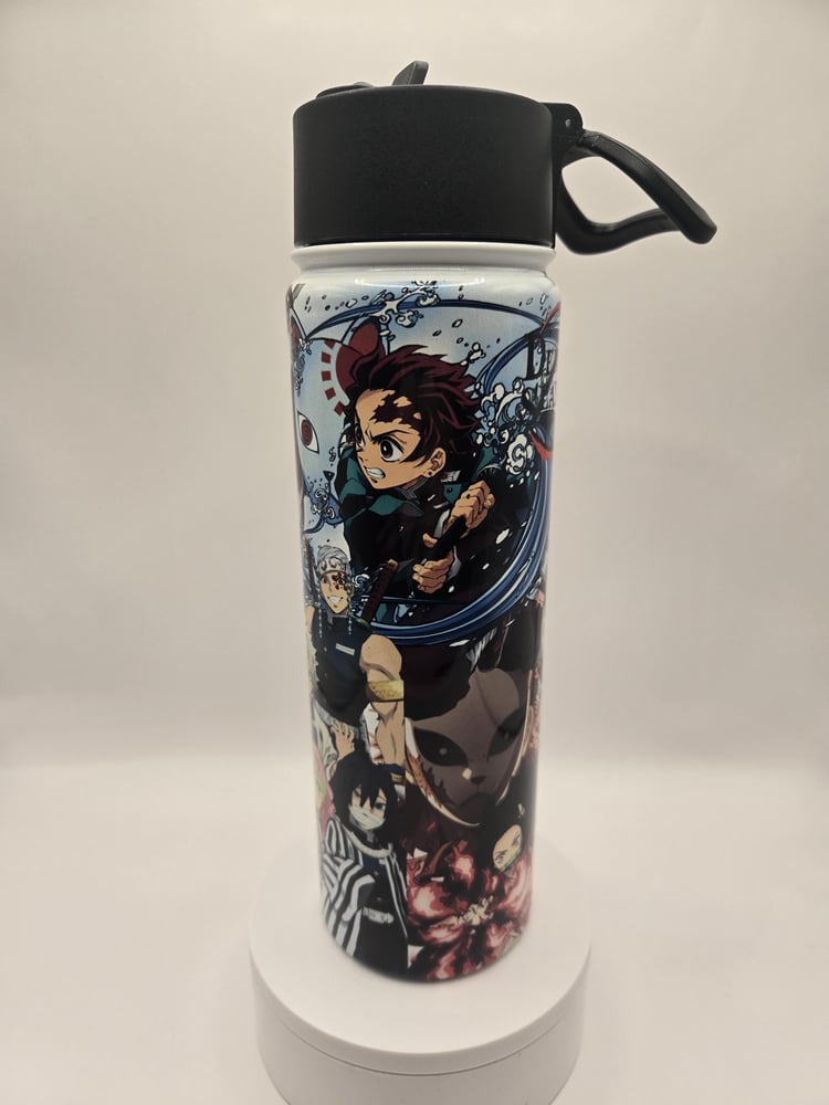 Image of Water Breathing Hero Anime Metal Water Bottle – 22oz | Flip-Top Straw Lid + Carry Handle