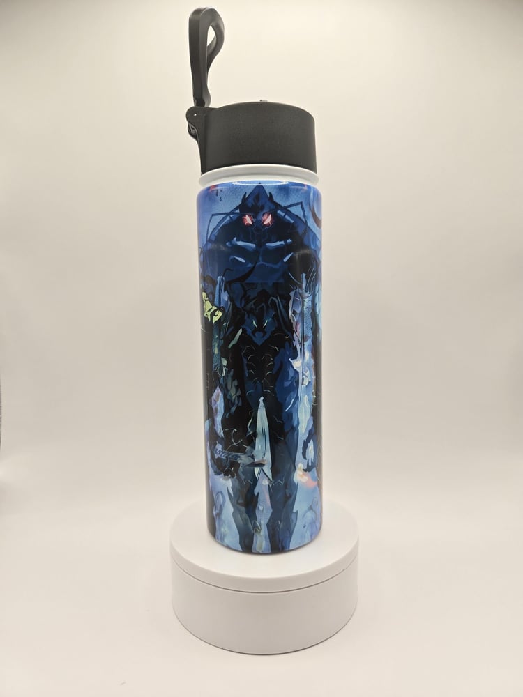 Image of Armored Knight Water Bottle – 22oz Anime Tumbler – Unleash the Power!