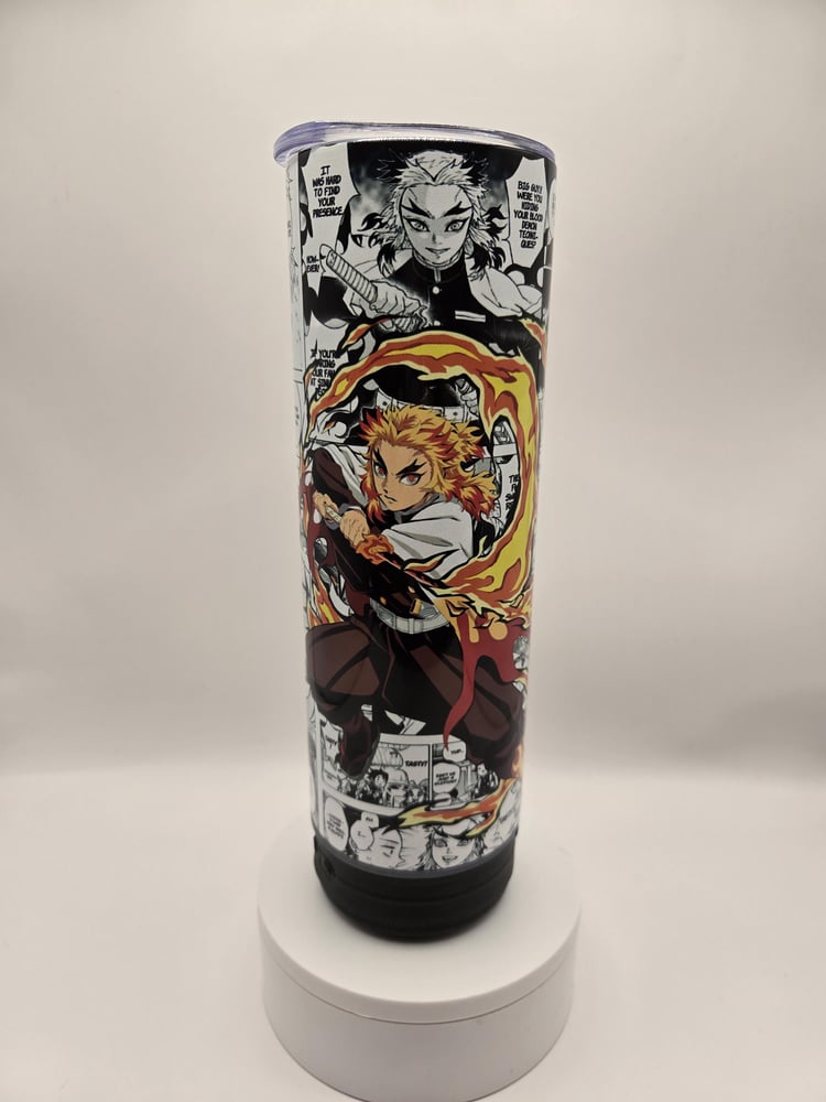 Image of 22oz “Flame Dad Energy” Anime-Style Bluetooth Speaker Tumbler – Burning Spirit Edition