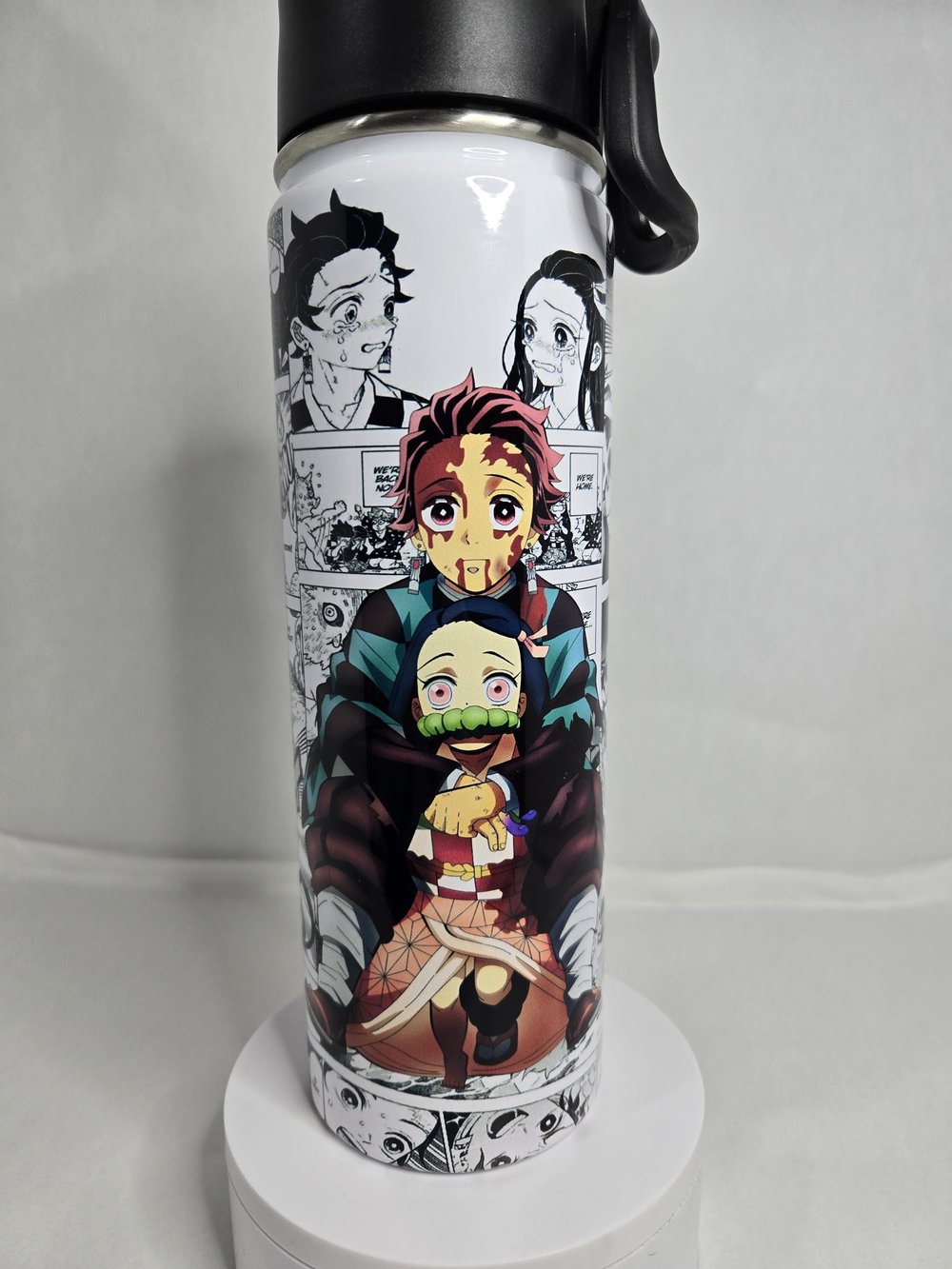 Image of 22oz Metal Anime-Inspired Sibling Duo Water Bottle Tumbler – Flip-Up Lid & Straw