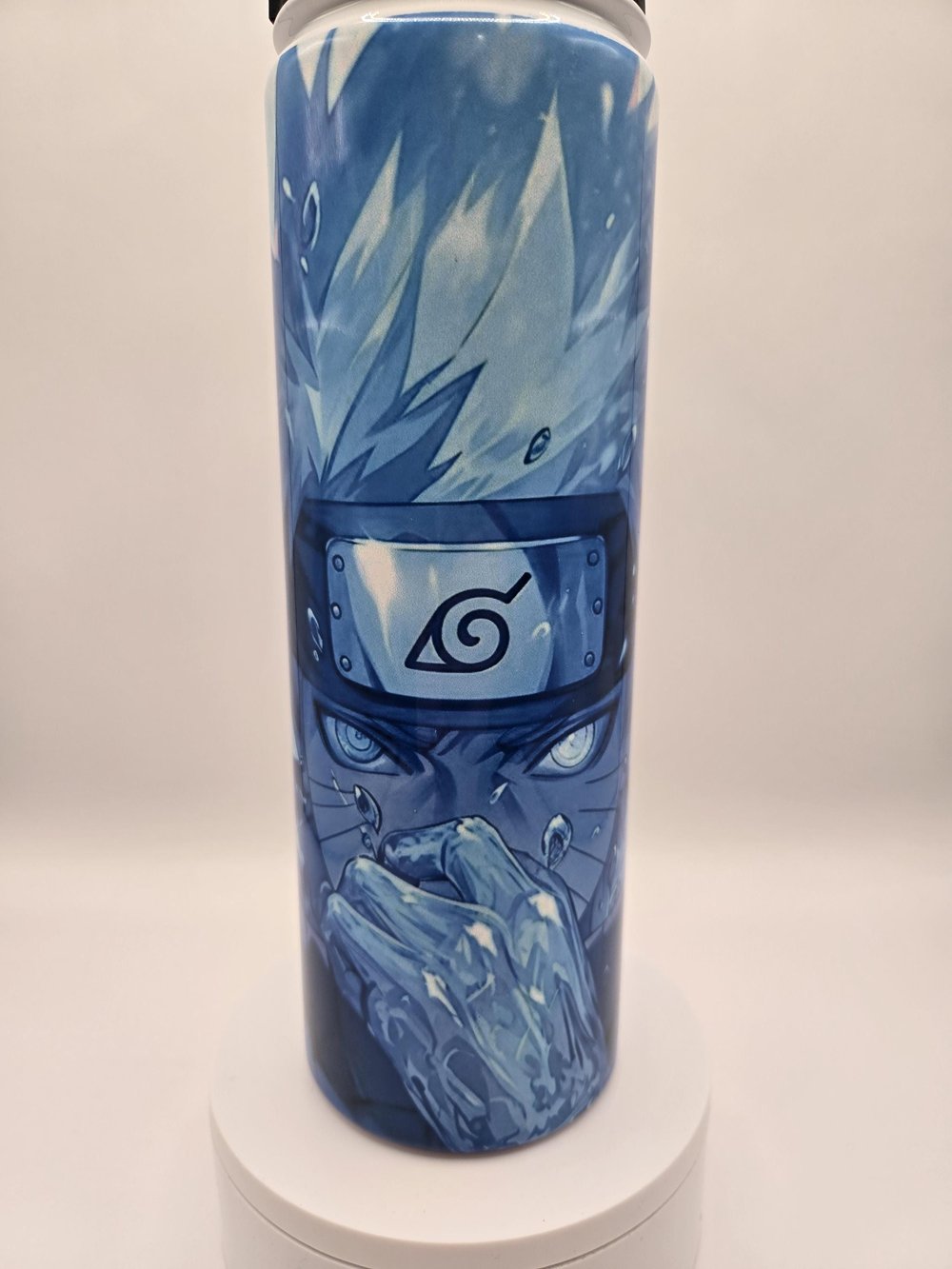 Image of Copy Ninja Sensei - Blue Anime Metal Water Bottle – 22oz | Flip-Top Straw Lid + Carry Handle