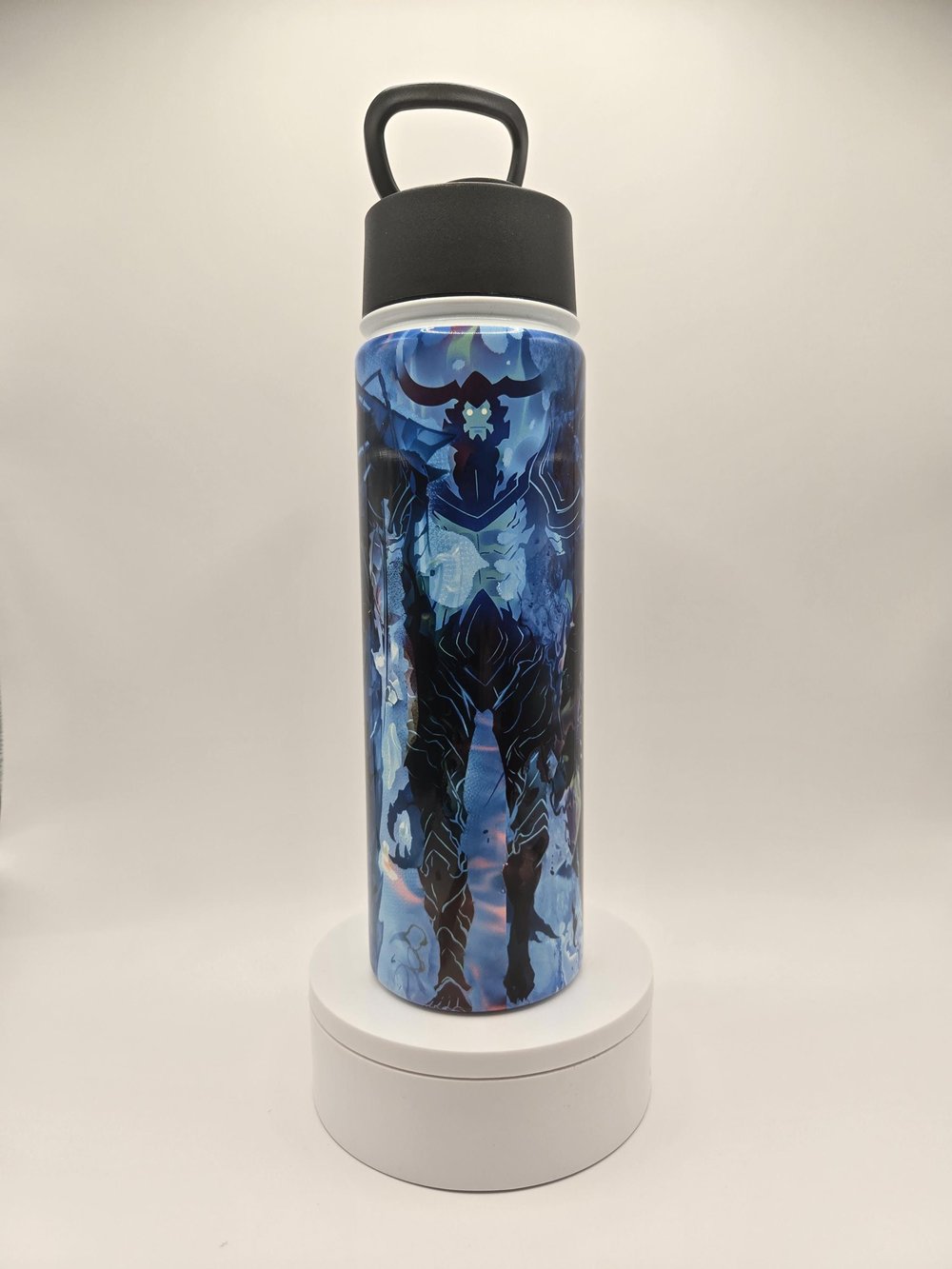 Image of Armored Knight Water Bottle – 22oz Anime Tumbler – Unleash the Power!