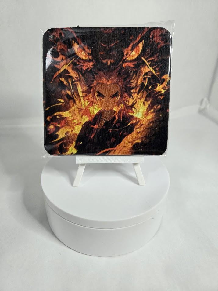 Image of Flame Champion–Inspired Sublimated Coaster – Fiery Anime Aesthetic