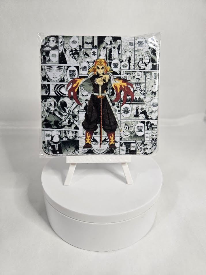 Image of Blazing Guardian–Inspired Sublimated Coaster – Fiery Anime-Style Decor