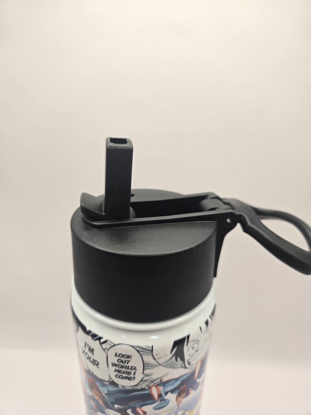 Image of Straw Hat Pirate Captain Action Metal Water Bottle – 22oz | Flip-Top Straw Lid + Carry Handle