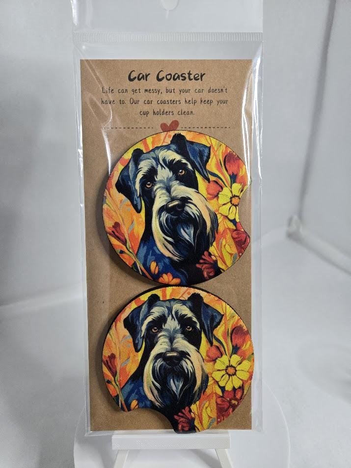 Image of Schnauzer Car Coasters – Set of 2 | Because Your Cup Holders Deserve Some Swag