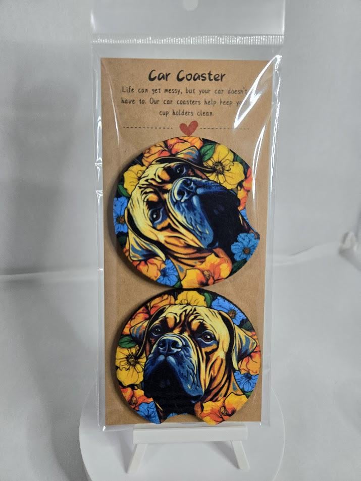 Image of Mastiff Car Coasters – Set of 2 – For the Dog Lover Who Knows Bigger is Better