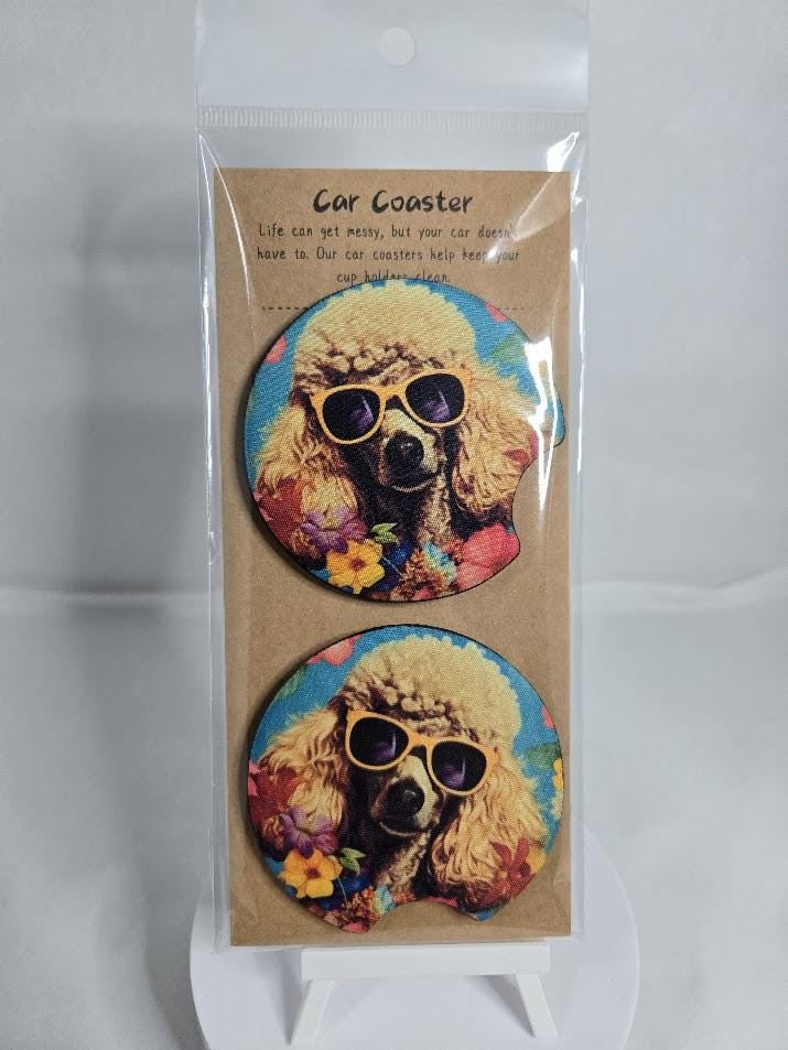 Image of Poodle Car Coasters – Stylish, Classy, and Ready to Keep Your Cup Holder Fresh!