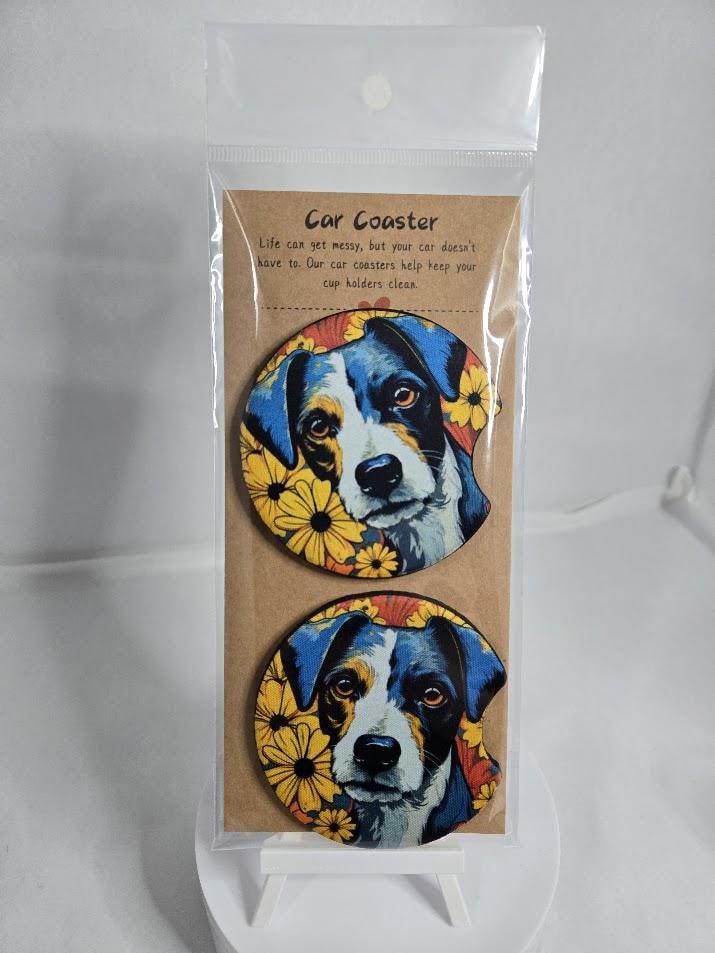 Image of Jack Russell Terrier Car Coasters – Double the Trouble, Double the Fun!