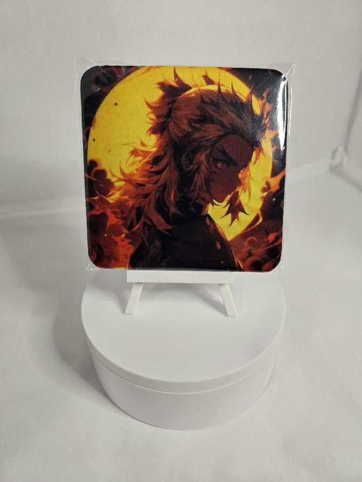 Image of Flame Warrior–Inspired Sublimated Coaster – Fiery Anime-Style Decor
