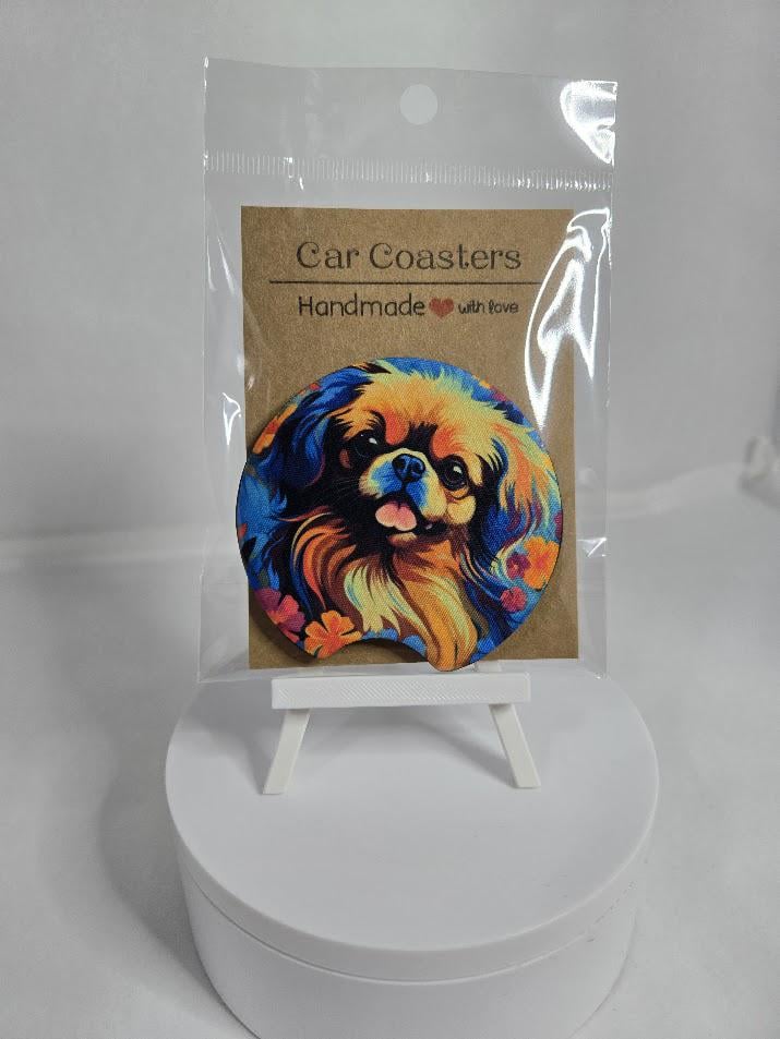 Image of Pekingese Car Coaster – Because Your Cup Holder Deserves Some Fluffing Love