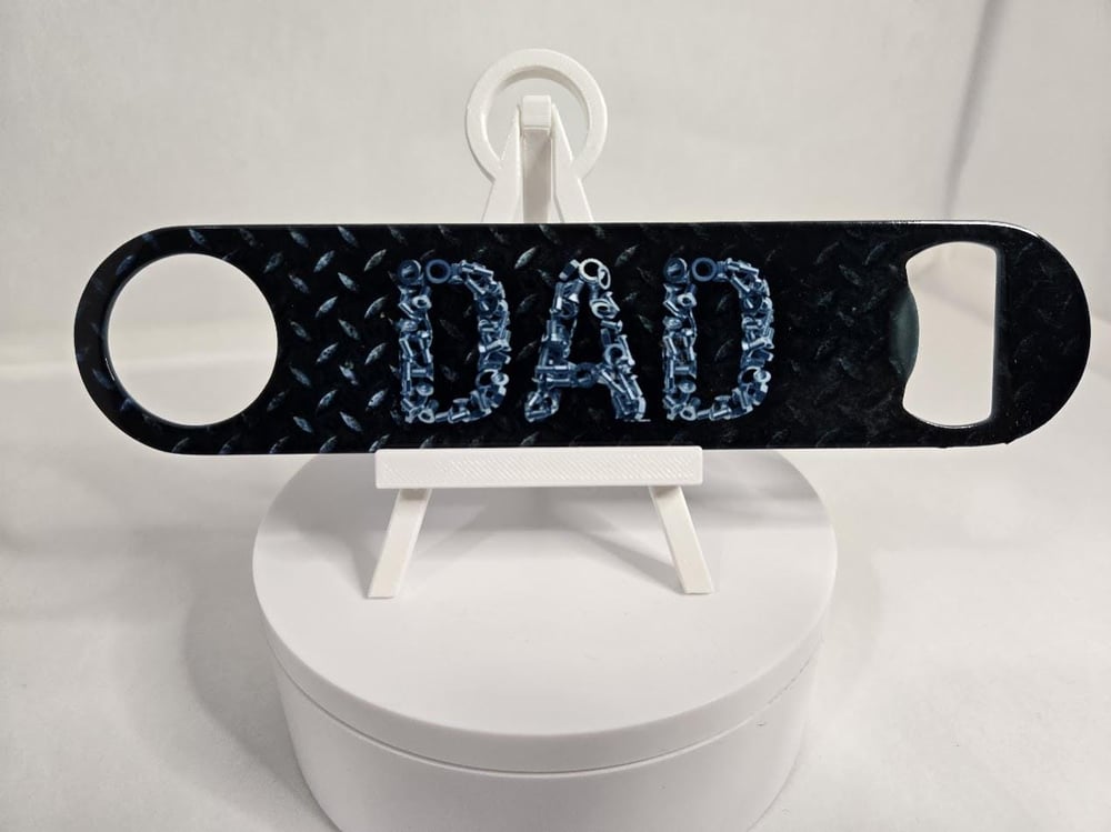 Image of DAD - Sublimated Metal Bottle Opener - Because Every Dad Deserves a Drink (and a Laugh)
