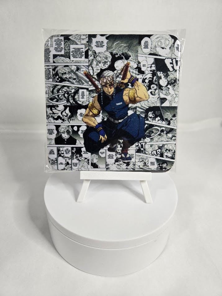 Image of Flashy Sound Warrior–Inspired Sublimated Coaster – Bold Anime-Style Decor