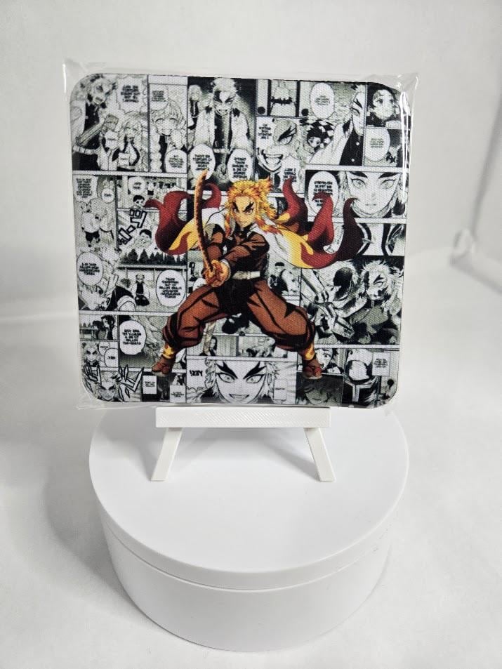 Image of Flame Warrior–Inspired Sublimated Coaster – Fiery Anime-Style Decor-ba9498d0