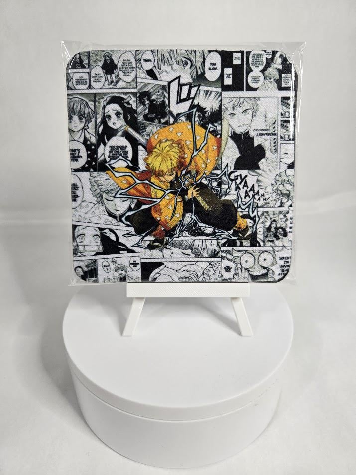 Image of Lightning Warrior–Inspired Sublimated Coaster – Electrifying Anime-Style Decor