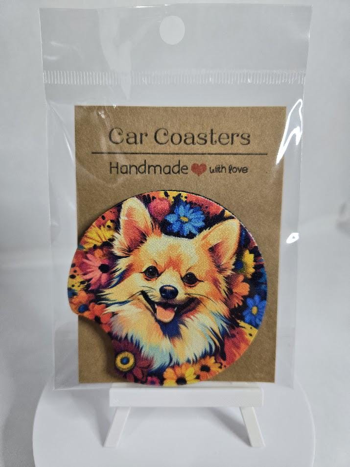 Image of Pomeranian Car Coaster – Because Your Cup Holder Deserves Fluffiness!