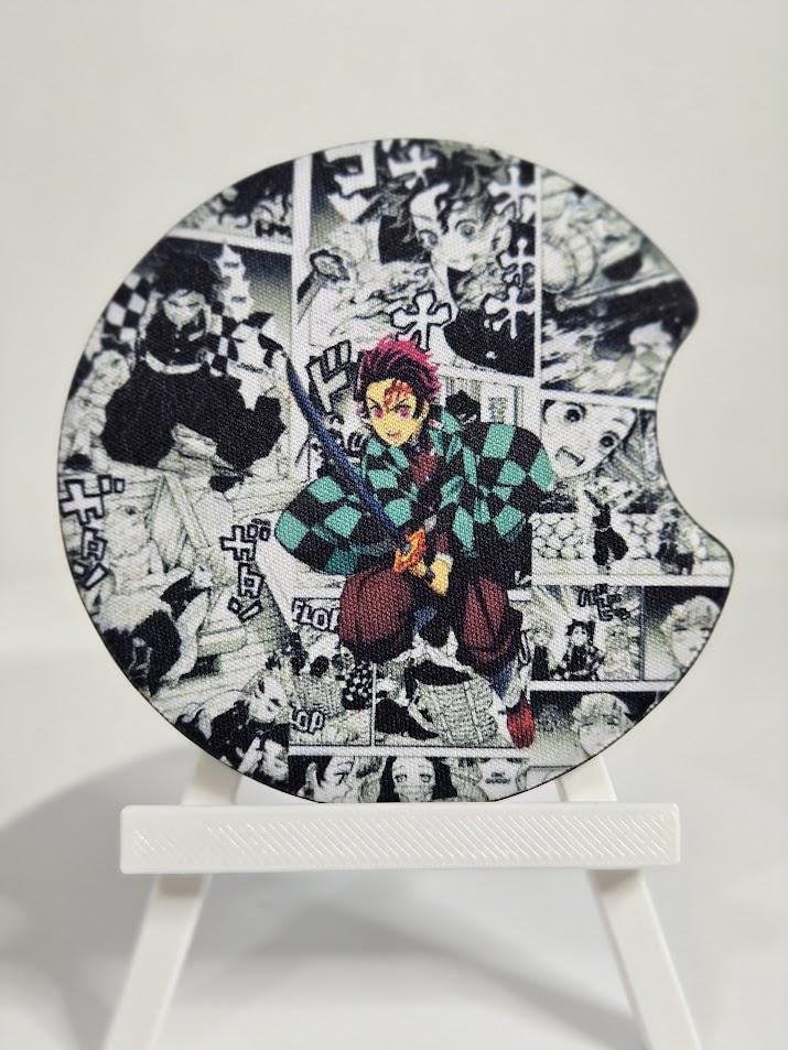 Image of Heroic Swordsman–Inspired Sublimated Car Coaster – Anime Fan Must-Have!