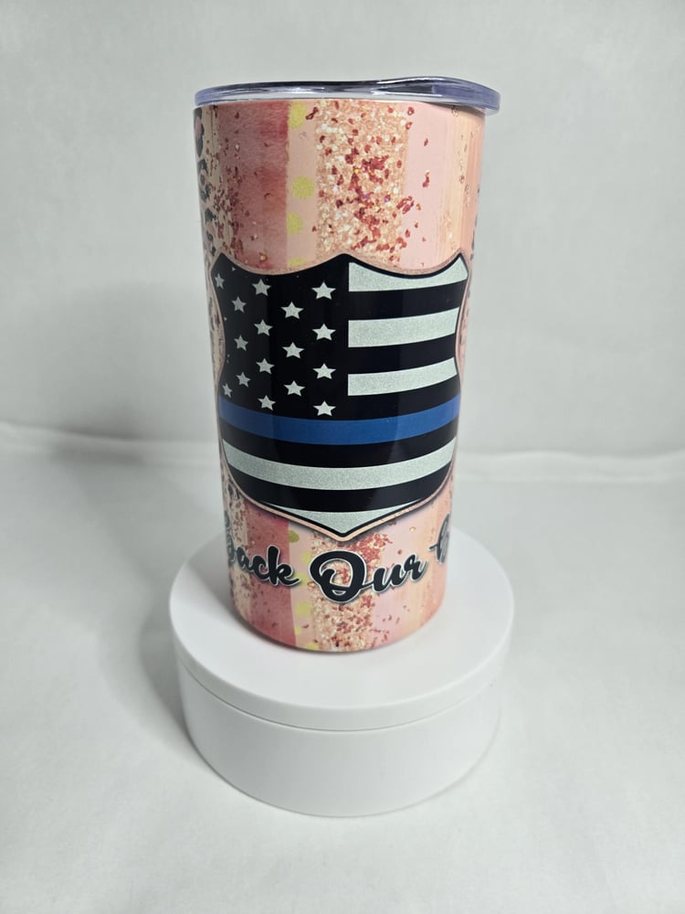 Image of Back Our Blue – 12oz Thin Blue Line Shield Tumbler