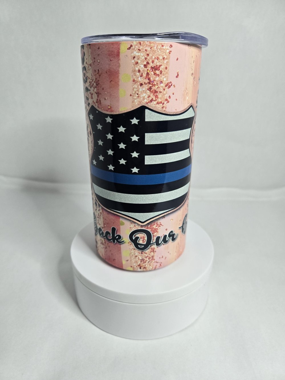 Image of Back Our Blue – 12oz Thin Blue Line Shield Tumbler