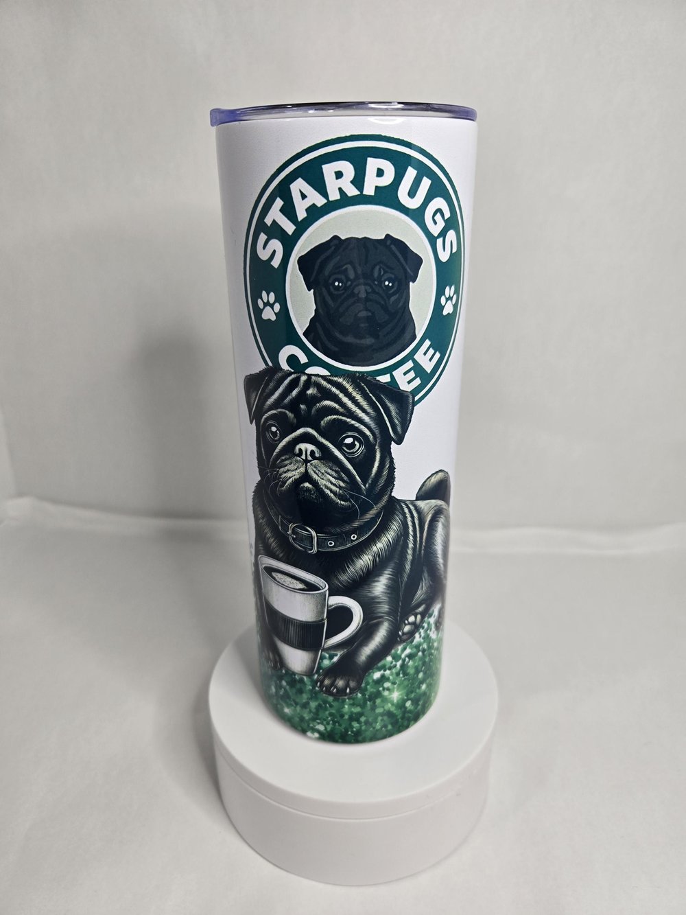 Image of 20 OZ Starbucks Inspired "Star Pugs" Coffee Tumbler