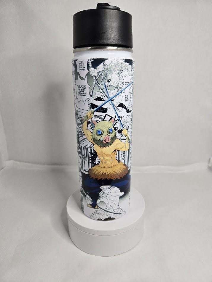 Image of 1- 22oz Metal Wild Boar Warrior Water Bottle Tumbler – Flip-Up Lid & Straw