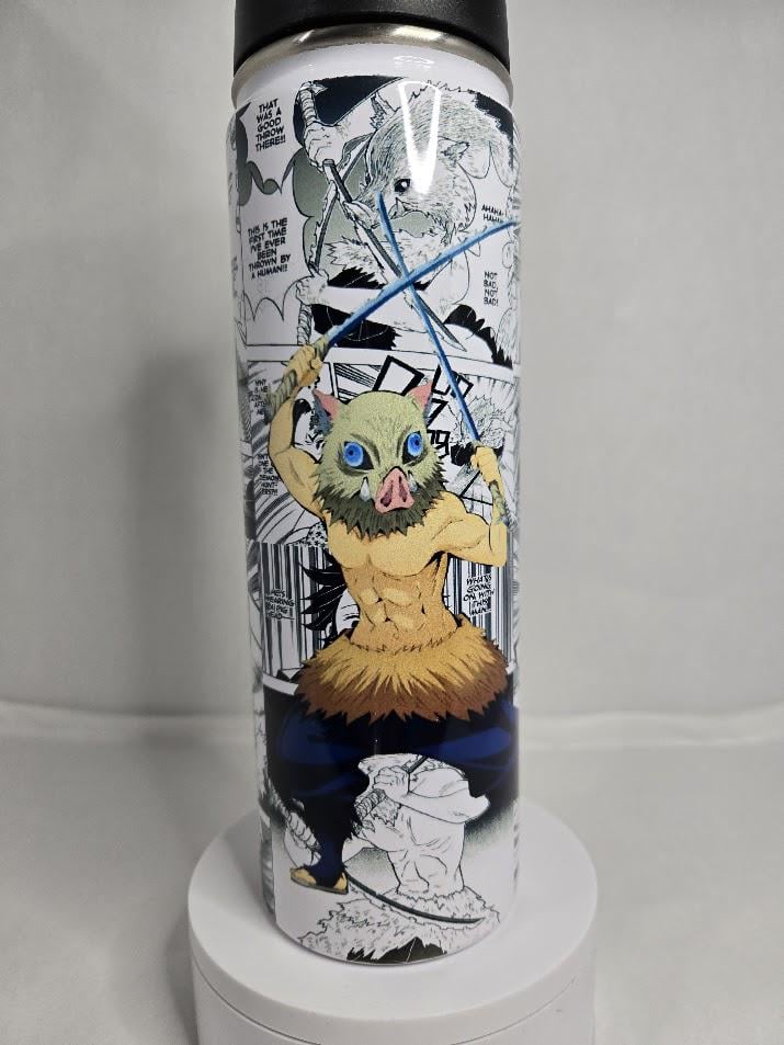 Image of 1- 22oz Metal Wild Boar Warrior Water Bottle Tumbler – Flip-Up Lid & Straw