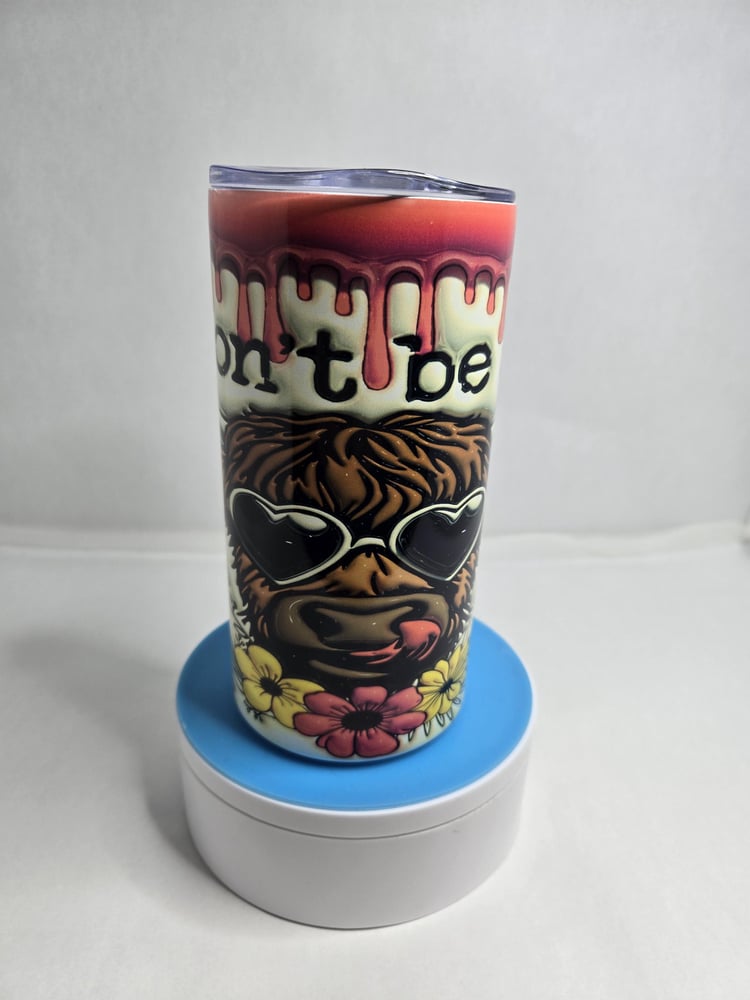 Image of 12 oz "Don't Be a Salty Heifer" Highland Cow Tumbler - Fun & Sassy Vibes!